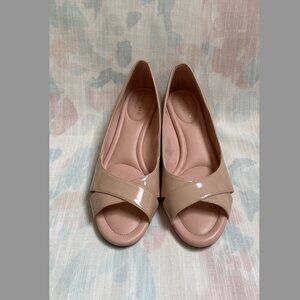 Cole Haan Melina Patent Leather Criss Cross Wedge Pink Blush Heels Size 8B